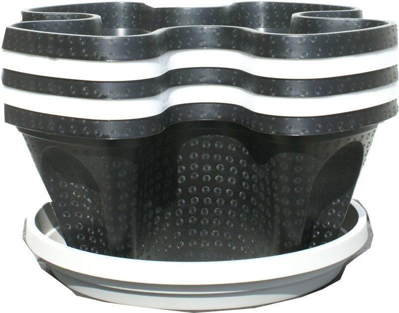 Mr. Stacky 5 Tier Black & Grey Stackable Strawberry Garden - Vertical Gardening Planter Set - Image 3